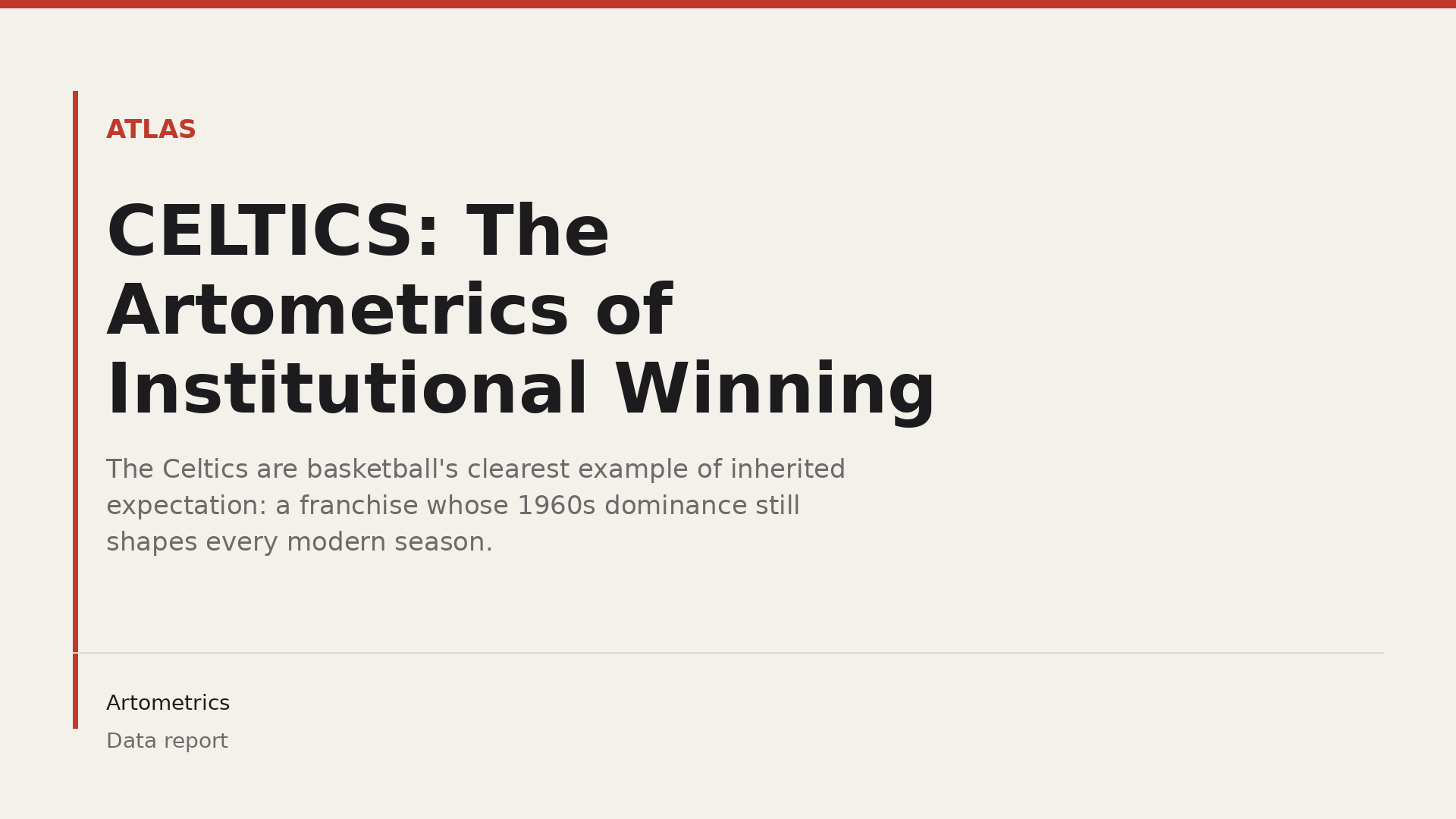 CELTICS: The Artometrics of Institutional Winning