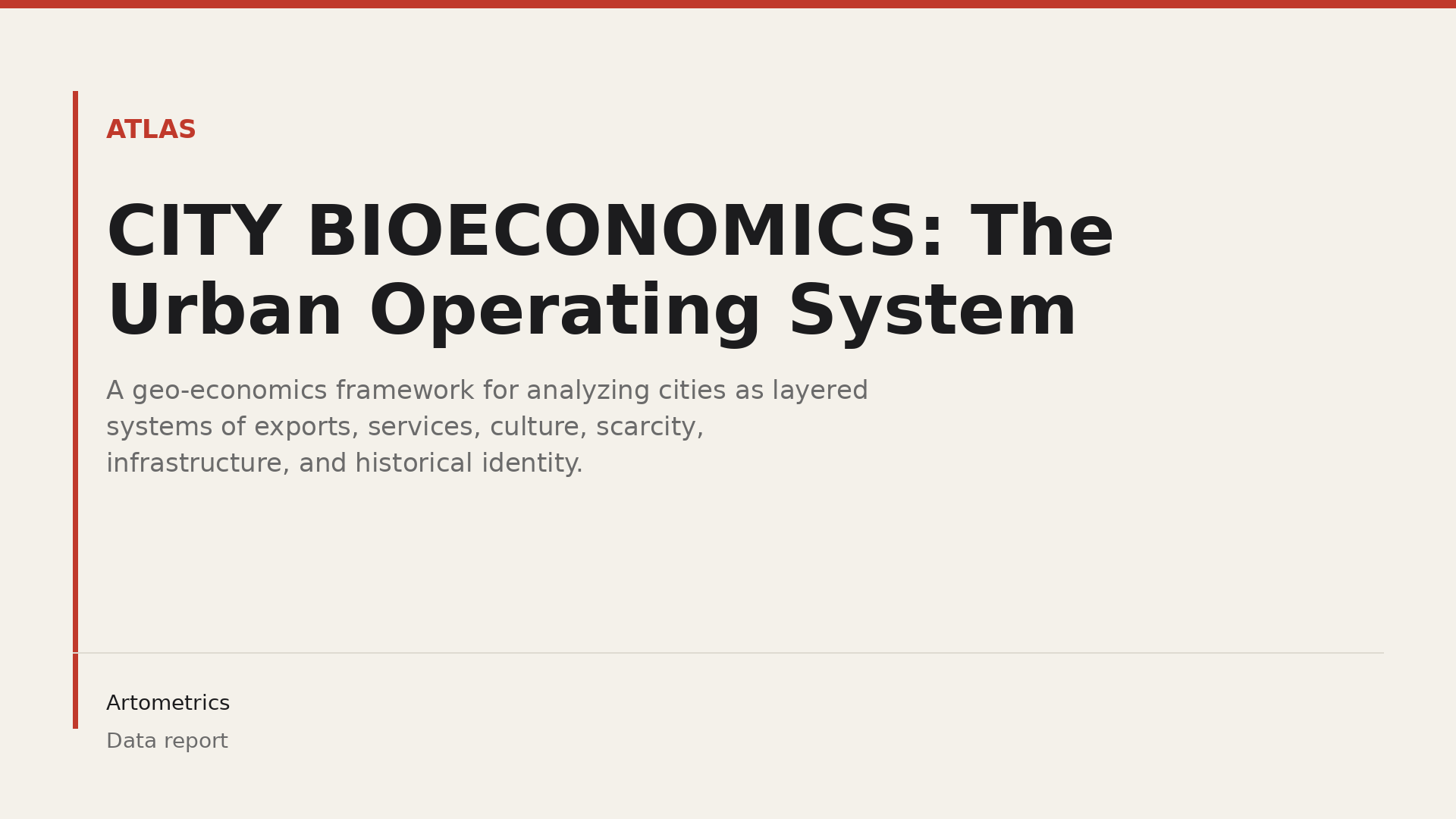 CITY BIOECONOMICS: The Urban Operating System