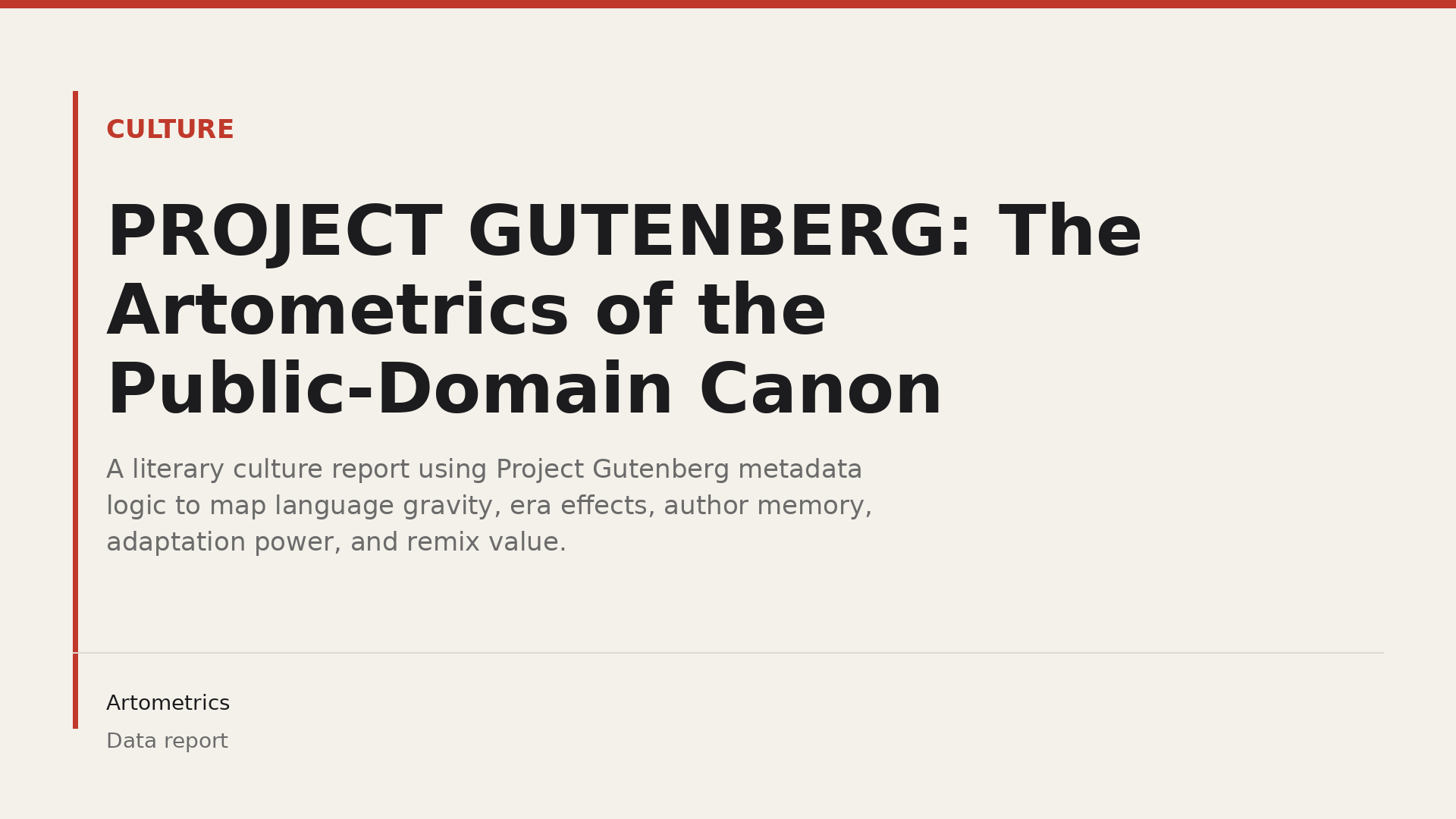 PROJECT GUTENBERG: The Artometrics of the Public-Domain Canon